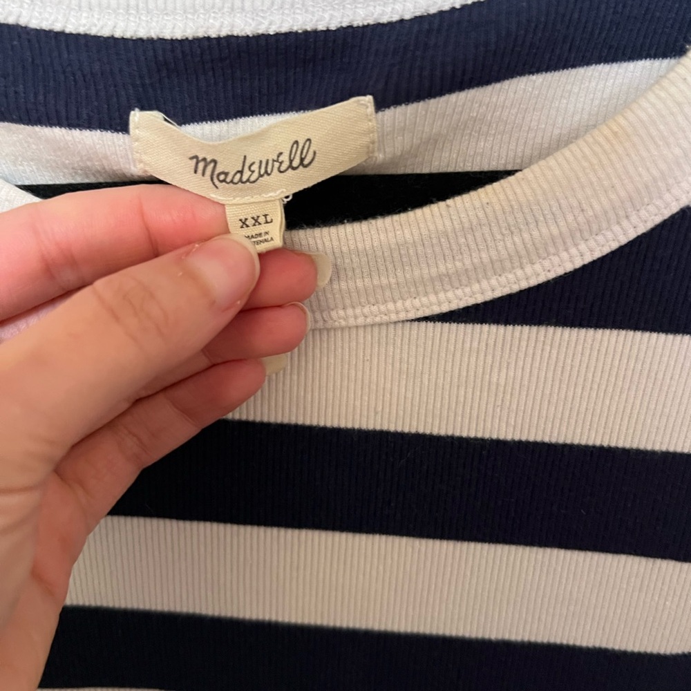 Madewell XXL Supima Navy White Rib Cutaway Tank Women - Picture 7 of 11